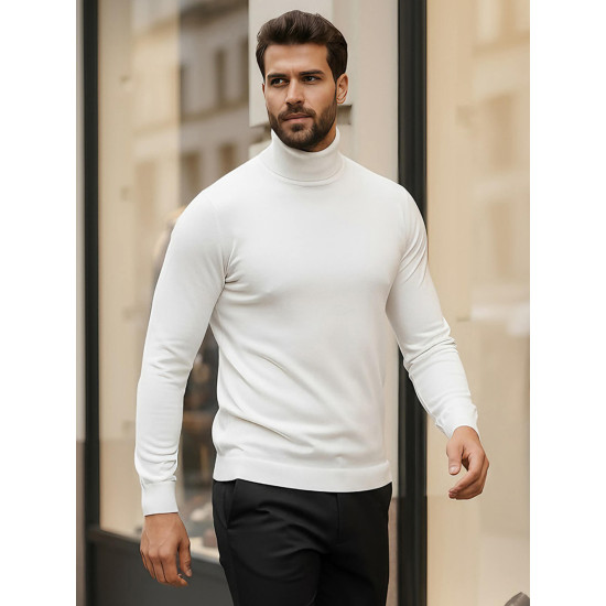 Vīriešu balts džemperis ar augstu apkakli Lenox Džemperi