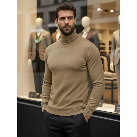 Brūns vīriešu džemperis ar augstu apkakli Lenox Džemperi