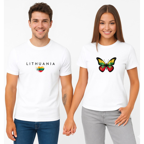 Baltu krekliņu komplekts „Lietuva-tauriņš“ (melns)