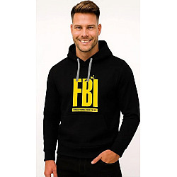 Vīriešu melns džemperis ar kapuci „FBI“