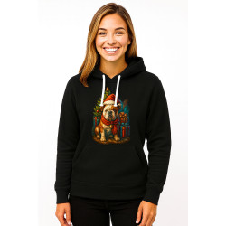 Melns džemperis ar kapuci Ziemassvētku suns