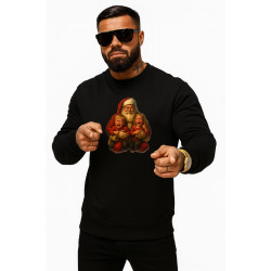 Vīriešu melns džemperis Santa Claus ar bērniem