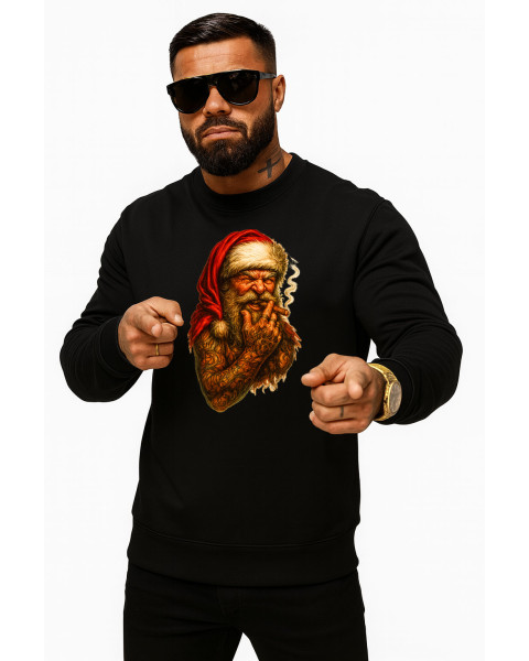 Melns džemperis Santa Claus ar cigāru