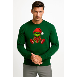 Vīriešu tumši zaļš džemperis ar kapuci Grinch