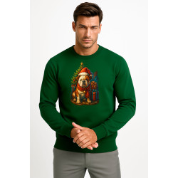 Tumši zaļš džemperis ar kapuci Ziemassvētku suns