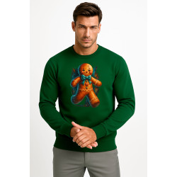 Tumši zaļš džemperis ar kapuci Ingvers cepums