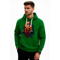 Tumši zaļš džemperis ar kapuci sportisks Santa Claus