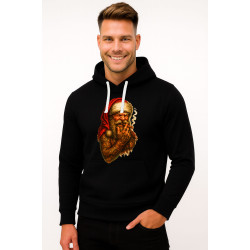 Melns džemperis ar kapuci Santa Claus ar cigāru