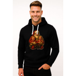 Melns džemperis ar kapuci Santa Klauss ar bērniem