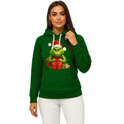 Tumši zaļš džemperis ar kapuci Grinčs ar dāvanām