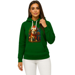 Tumši zaļš džemperis ar kapuci Ziemassvētku suns