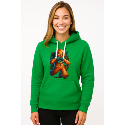 Zaļš džemperis ar kapuci Ingvers cepums