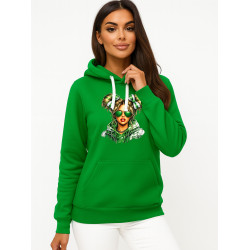 Sieviešu zaļais džemperis ar kapuci Lietuviete džemperī