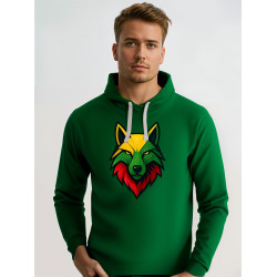 Vīriešu tumši zaļš džemperis ar kapuci „Vilks“