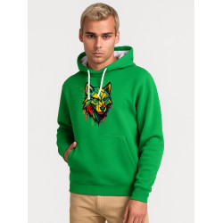 Vīriešu zaļais džemperis „Geometriskais vilks“