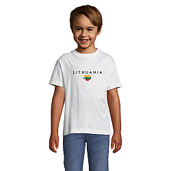 Bērnu balta T-krekls „Lithuania“ (melns)