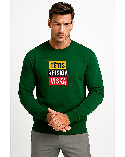 Vīriešu tumši zaļš džemperis Tētis nozīmē visu