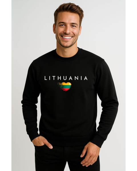 Vīriešu melns džemperis Lietuva (balts)