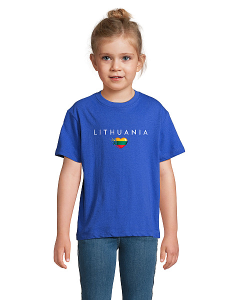 Bērnu zils T-krekls „Lietuva“ (balts)
