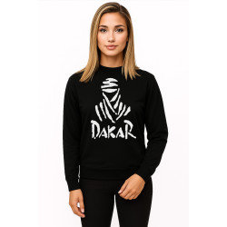 Sieviešu melns džemperis ar kapuci Dakar (balts)
