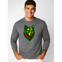 Vīriešu pelēks džemperis bez kapuces „Geometriskais vilks“