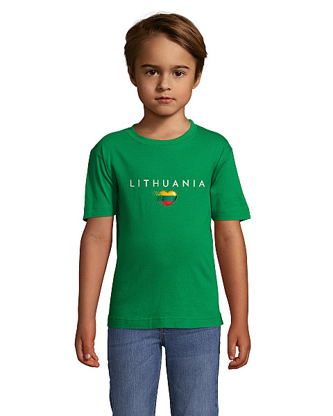 Bērnu zaļie T-krekli „Lietuva“ (balti)