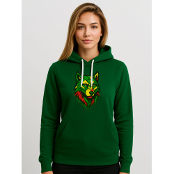 Sieviešu tumši zaļais džemperis „Geometriskais vilks“