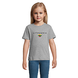 Bērnu pelēkie T-krekli „Lithuania“ (melnā krāsā)