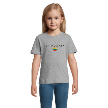 Bērnu pelēkie T-krekli „Lithuania“ (melnā krāsā)