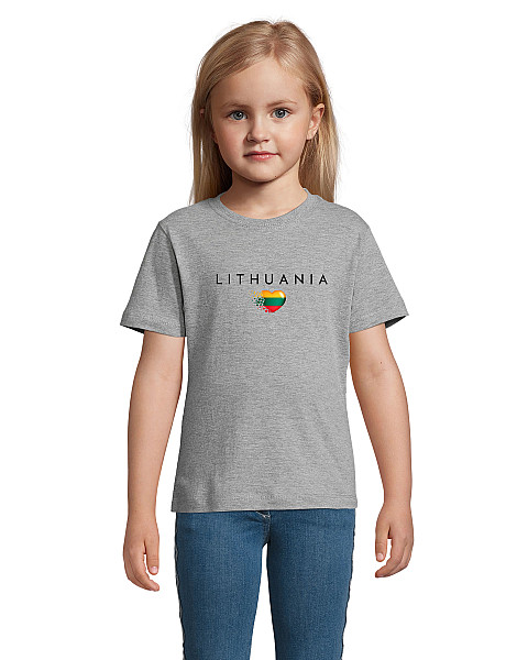 Bērnu pelēkie T-krekli „Lithuania“ (melnā krāsā)
