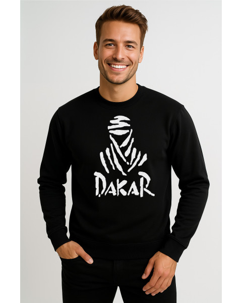Melns džemperis ar kapuci Dakar (balts)