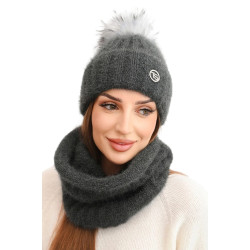 Sieviešu cepure un šalle Nora gaiši tumši pelēka