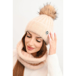 Sieviešu brūna cepure un šalle Nora