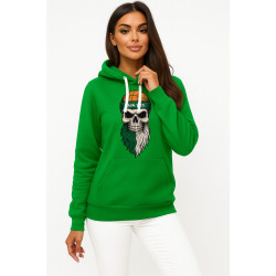 Sieviešu zaļais džemperis Zaļš ar baltiem akcentiem