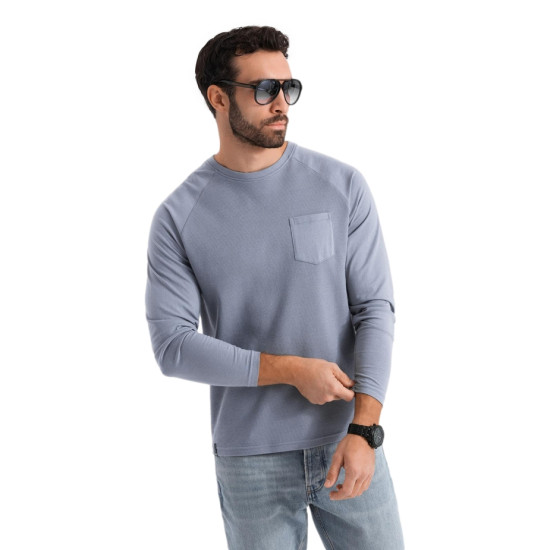 Vīriešu zils krekls ar garām piedurknēm Doug