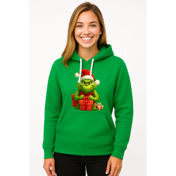 Zaļš džemperis ar kapuci Grinčs ar dāvanām