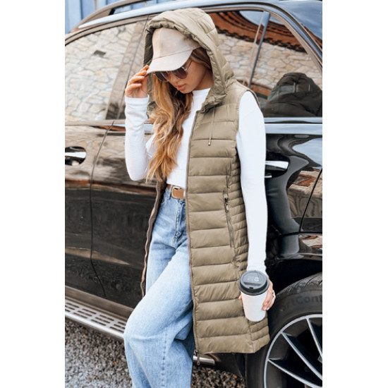 Sieviešu brūna jaka ar kapuci Silts