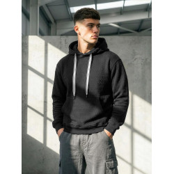 Vīriešu melns džemperis ar kapuci Carla