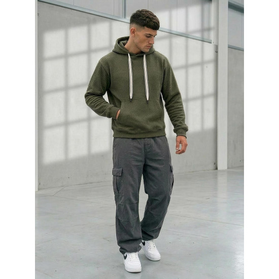 Vīriešu haki krāsas džemperis ar kapuci Carla Džemperi ar kapuci