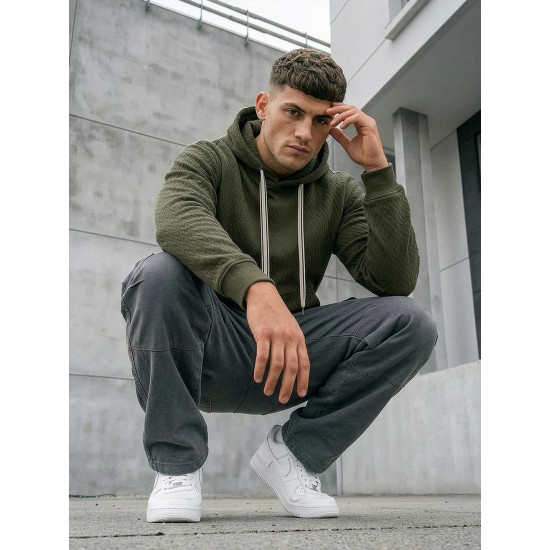 Vīriešu haki krāsas džemperis ar kapuci Carla Džemperi ar kapuci