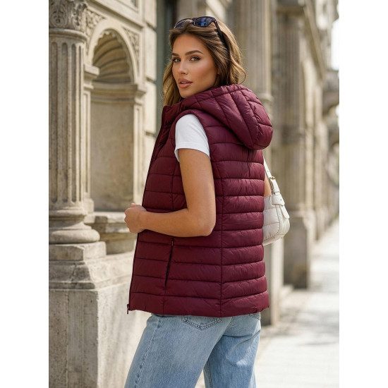 Sieviešu bordo krāsas veste ar kapuci Senti Sieviešu vestes