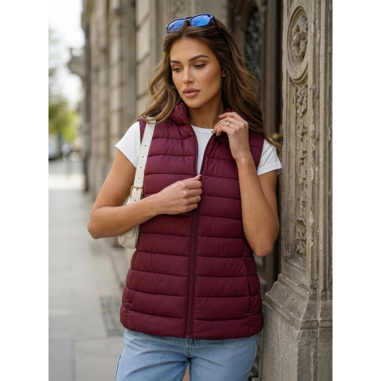 Sieviešu bordo krāsas veste ar kapuci Senti Sieviešu vestes