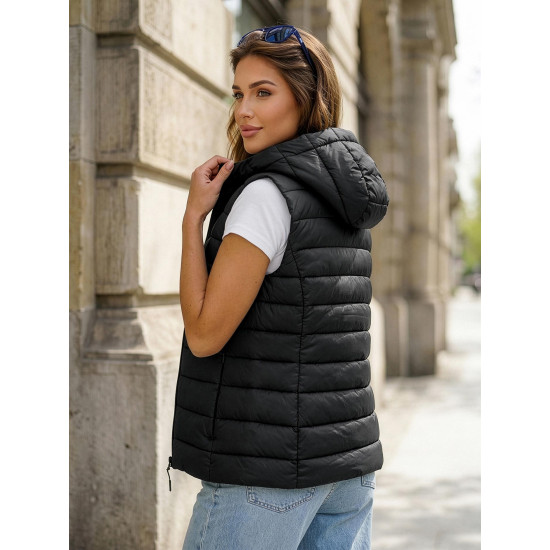 Sieviešu melna jaka ar kapuci Senti Sieviešu vestes