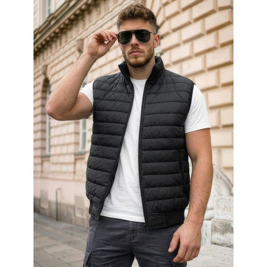 Lider stepēta vīriešu melna veste Vestes