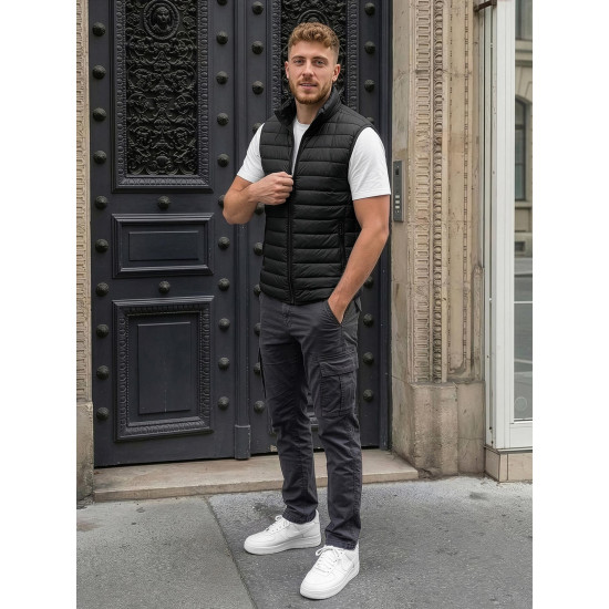 Lider stepēta vīriešu melna veste Vestes