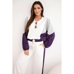 Sieviešu divkrāsains brīvā laika komplekts ar violetu ielaidumu Gabi