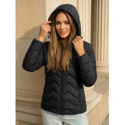 Sieviešu melna jaka ar kapuci Alin