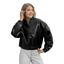 Sieviešu melna ādas jaka Ketrin