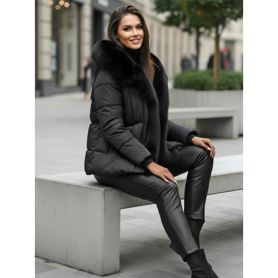 Sieviešu melna ziemas jaka Lota