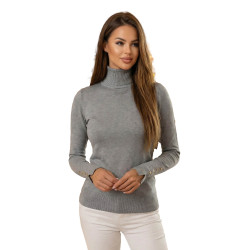 Sieviešu pelēks džemperis ar augstu apkakli Vestin